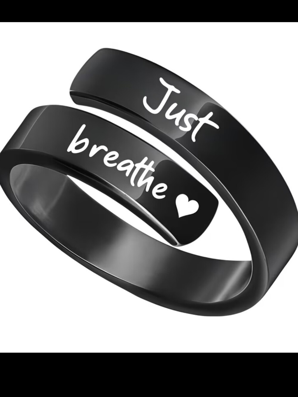 2/16🎈Black Just Breathe Ring